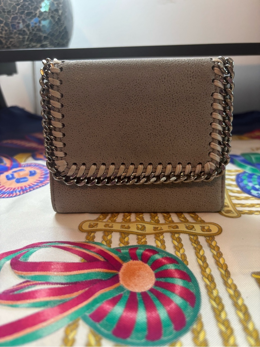 Authentic Stella McCartney Falabella flap wallet Shaggy Deer/light gray EUC